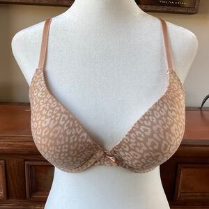 Animal Print Padded Bra. Size 34C. Tan/Cream